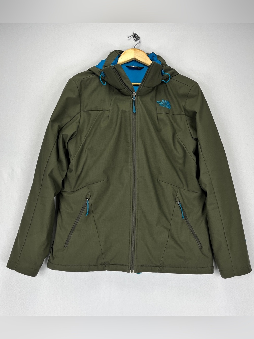 The North Face Softshell Jacket Men’s Medium Olive Green Lined Heavyweight Hood